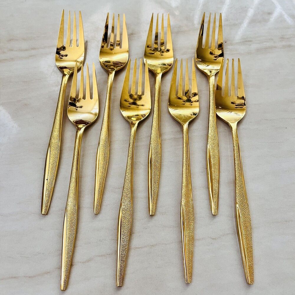8pc Florentine FLR1 Gold Electroplated Flatware Salad Fork 6 7/8 in